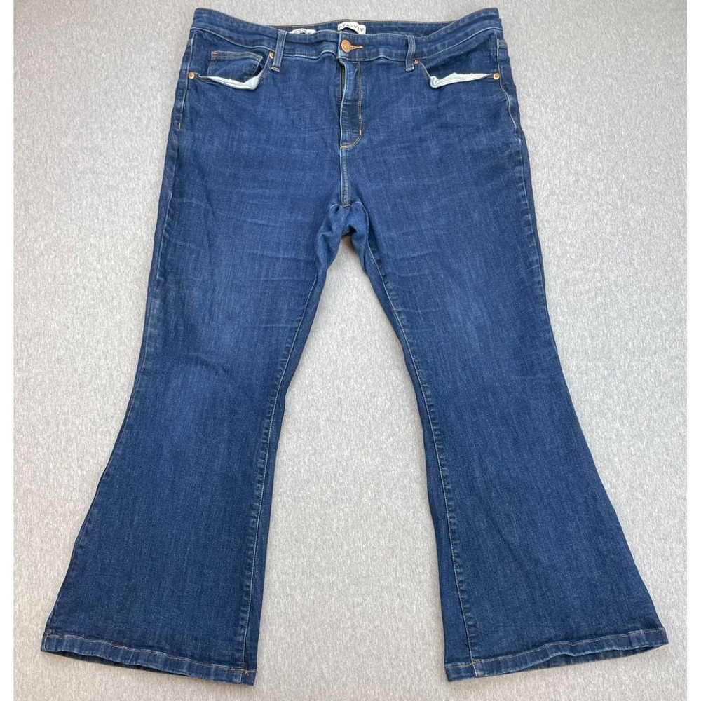 Ava & Viv Jeans‎ Womens 20 Blue Cotton Blend Stretch High Rise Flare